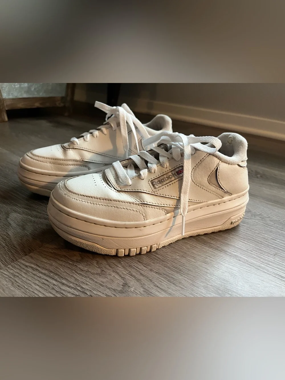Reebok Women's Cream Platform Leather Sneakers